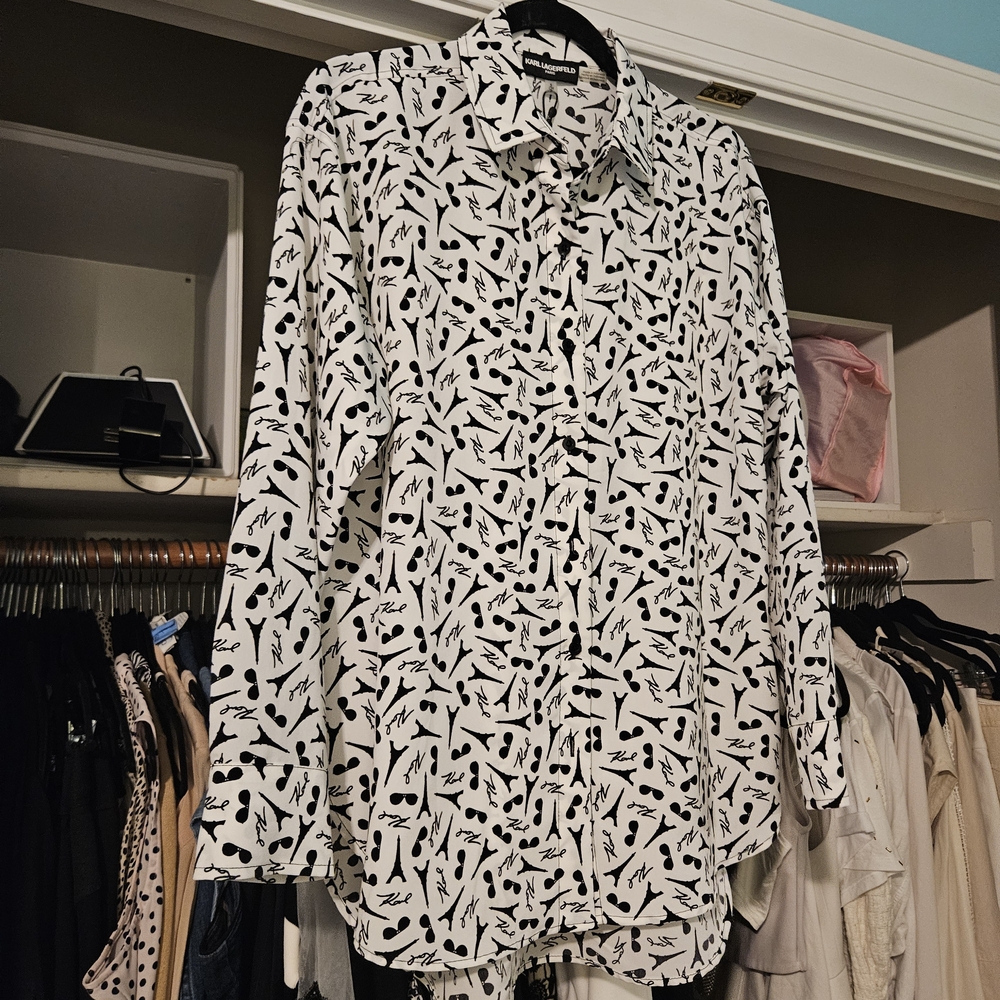 Karl Lagerfeld Monochrome Eiffel Tower Print Shirt